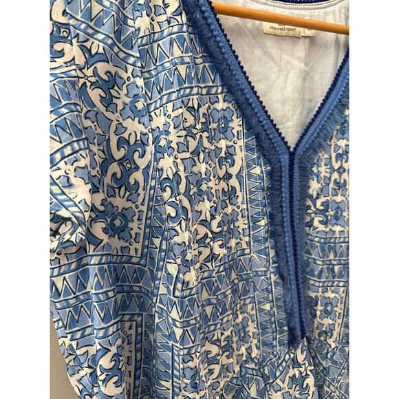 Vineyard Vines Plus Scarf Print Pintuck Mini Dress Blue & White Size XXL - Picture 9 of 10